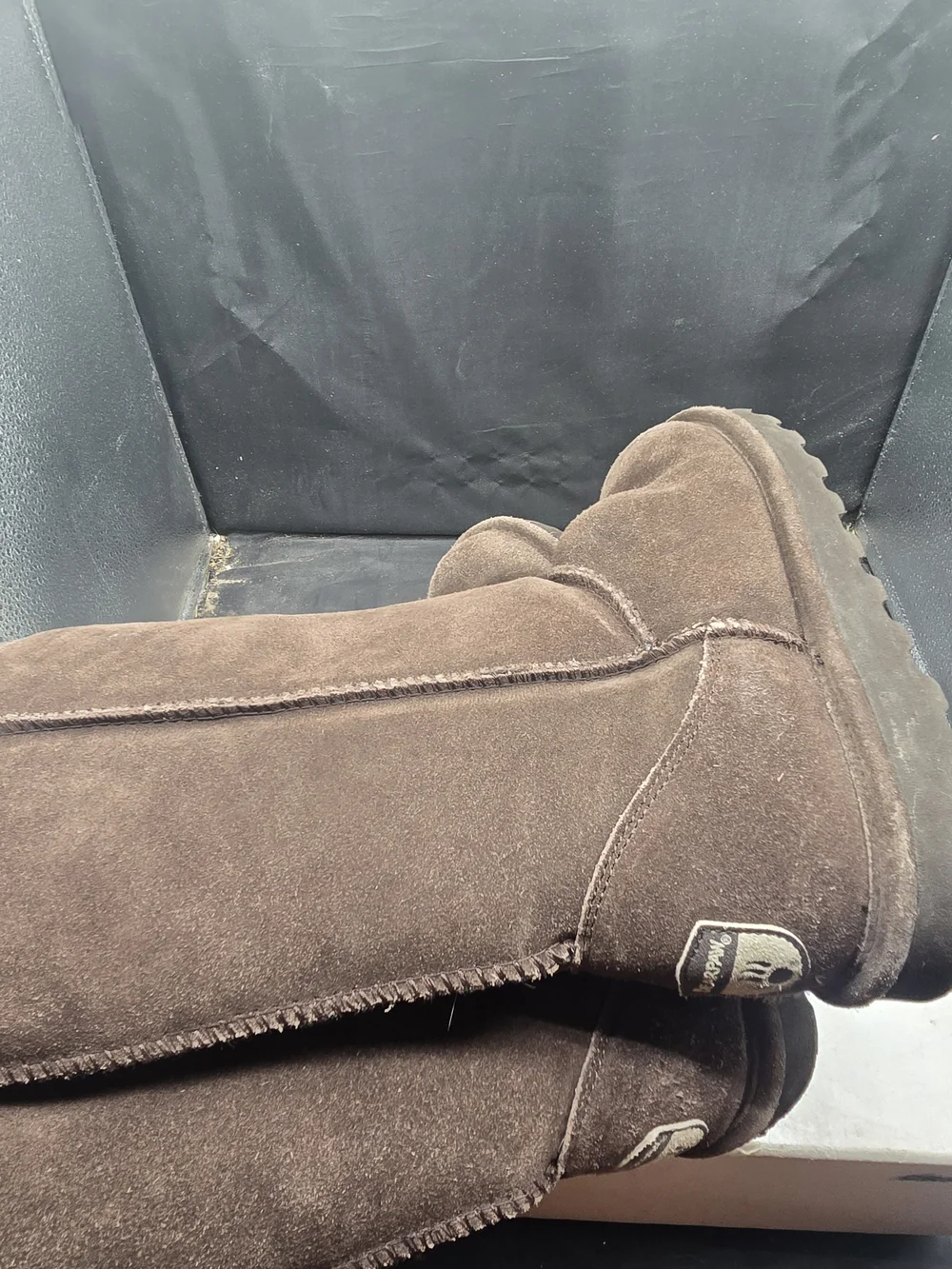 Bearpaw Tall Suede Boots in Dark‎ Brown